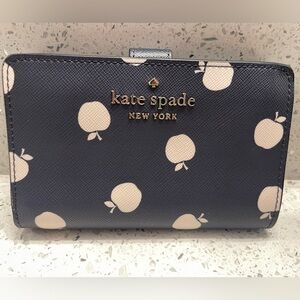 Kate Spade Navy Blue Apple Bifold Wallet